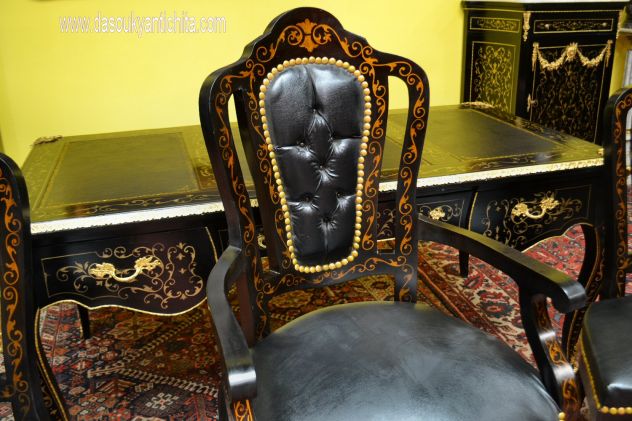 Tris poltrone da studio stile Napoleone III Boulle - Foto 3