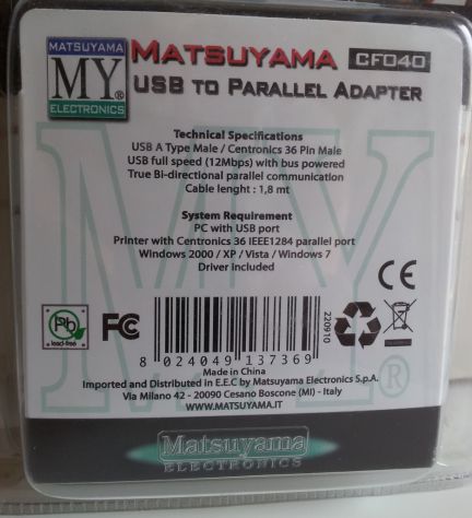 Adattatore MATSUYAMA CF040 da USB A PARALLELO. - Foto 2