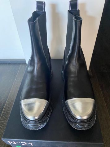 Stivaletti in pelle N°21 neri e argento - Foto 2