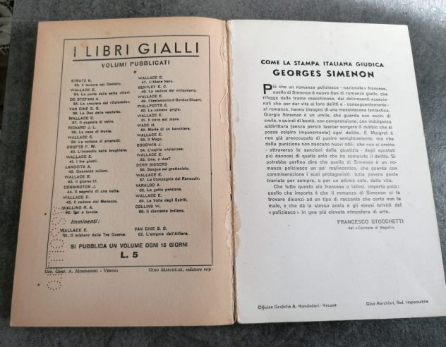 UN DELITTO IN OLANDA, GEORGES SIMENON , 1^ Ed. A. Mondadori 1933. - Foto 7