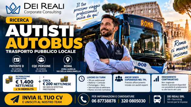 AUTISTI AUTOBUS – PATENTE D + CQC | ROMA