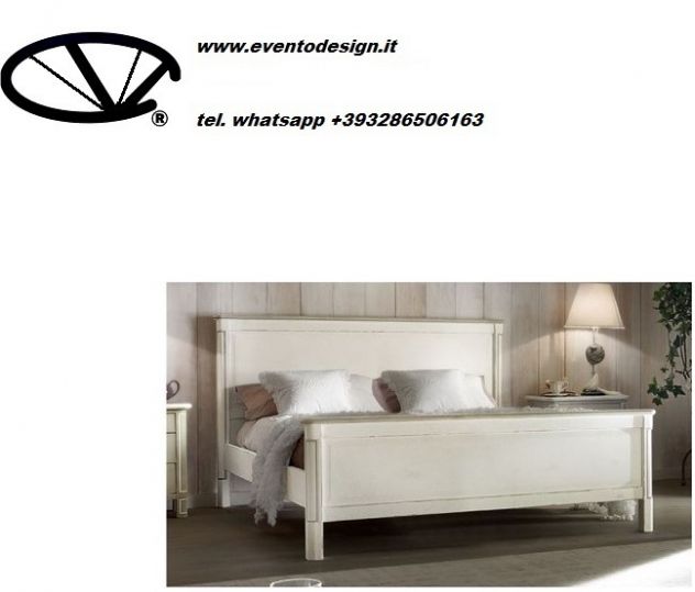 LETTO MATRIMONIALE per agriturismo, appartamento arredo casa, Bianco provenzale