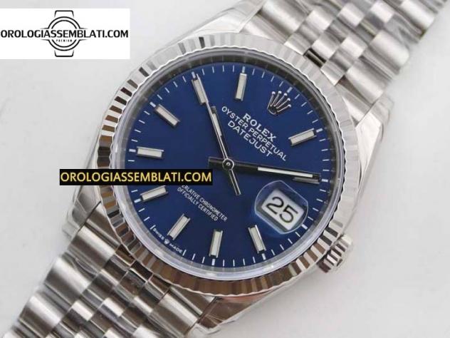 REPLICA Rolex DATEJUST 36 SS 116234 1:1 BEST EDITION ACCIAIO 904L QUADRANTE BLU CON BASTONE SUL BRACCIALE JUBILEE 3135 - Foto 6