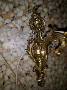 Vecchio applique con coppa in opalina d'epoca in ottone prima metà del 900 - Foto 7