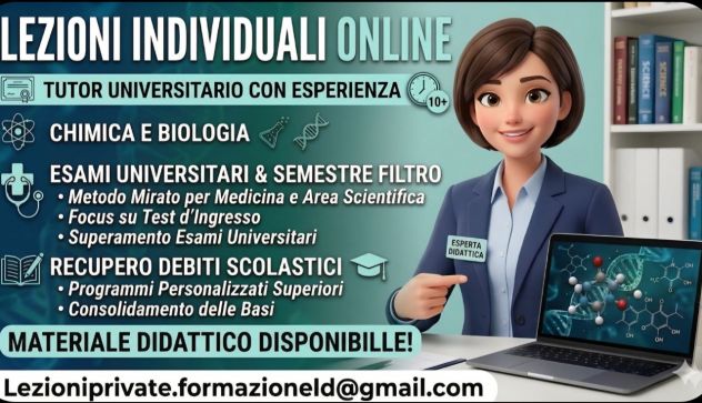 Lezioni private : chimica, biologia, matematica -Semestre filtro- Prof.sanitarie