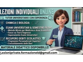 Lezioni private : chimica, biologia, matematica -Semestre filtro- Prof.sanitarie
