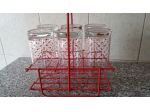 SET DI BICCHIERI DA BIBITA CON CESTINO ROSSO
