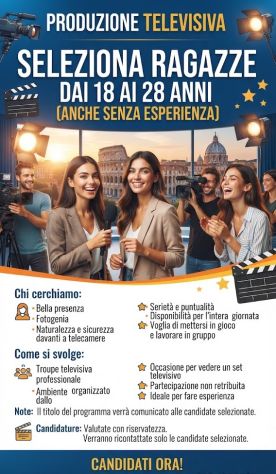 Produzione televisiva seleziona ragazze per programma TV