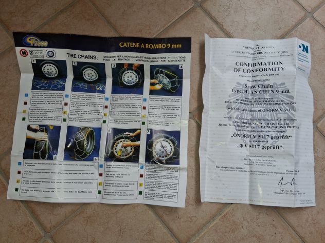 CATENE NEVE AUTO 12" 13" 14" OMOLOGATE A Rombo 9mm F3000 F-9 FD49267/2 GR 20 - Foto 4