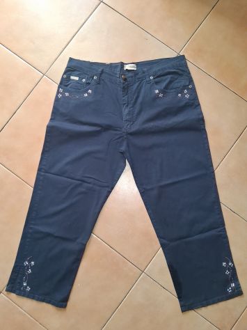 Pantaloni Jeans neri Donna Taglia Comoda 50 elasticizzati lunghezza caviglia