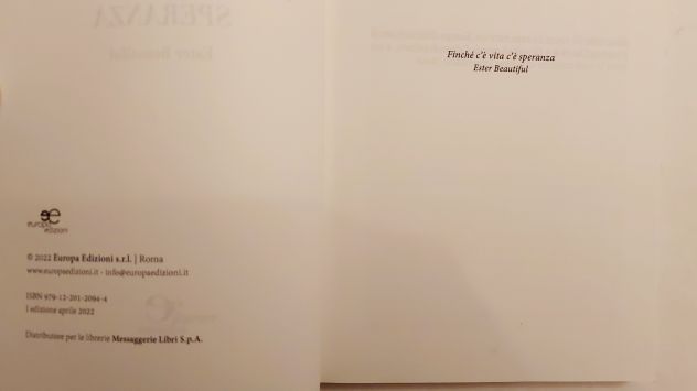 Finché c'è vita c'è speranza.Ester Beautiful Biagina Niro 1°Ed.Europa, 2022 - Foto 4