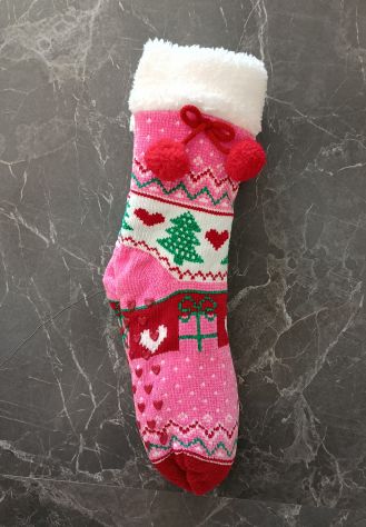 CALZETTONI NATALIZI ANTISCIVOLO IMBOTTITI DONNA CALZE LUNGHE FELPATE INVERNALI - Foto 3