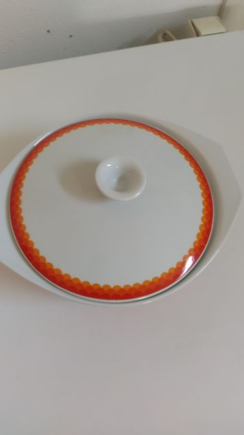 Zuppiera in porcellana/ceramica bianca e arancione - Foto 2