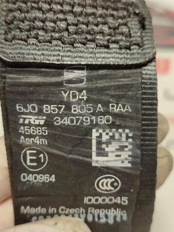 CINTURA DI SICUREZZA POSTERIORE DX SEAT Ibiza Serie 6J0857805A CGPA (0812) - Foto 4