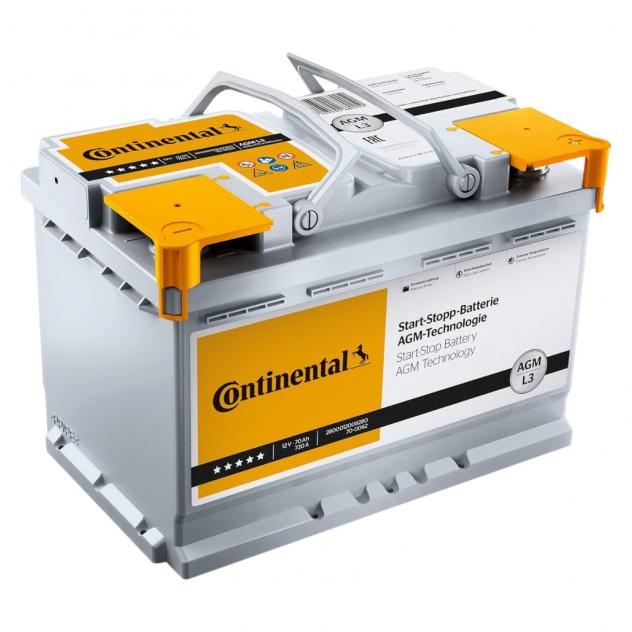 Batteria auto Continental Agm Start&amp;Stop 70Ah 720A 12V