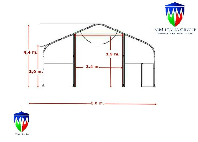 Tendoni Coperture in Pvc Ign. Deposito Industriale 8 x 18 x 4,40 mt. - Foto 2