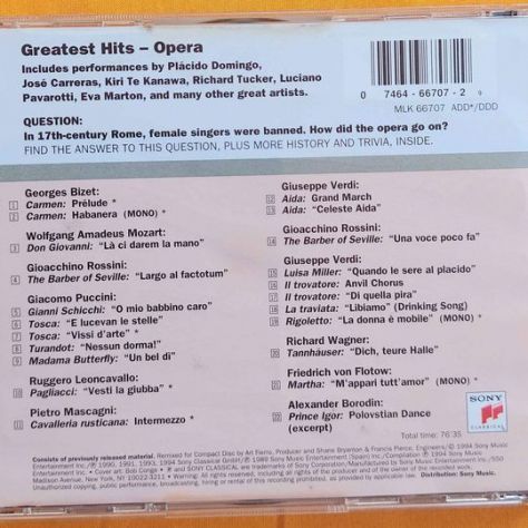CD Greatest Hits Opera Etichetta:Sony Classical – MLK 66707 come nuovo - Foto 2