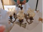 LAMPADARIO IN OTTONE E LEGNO