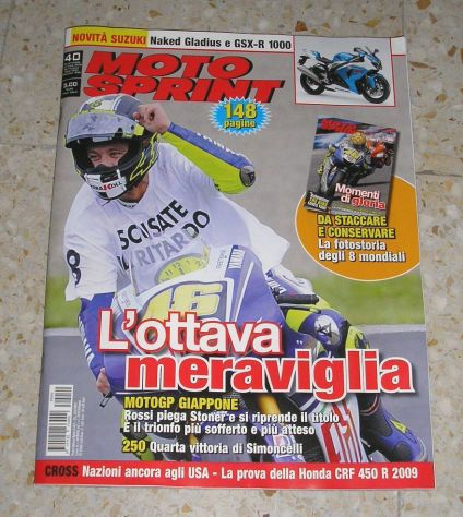 N'40 motosprint con fotostoria 8 mondiali V. Rossi