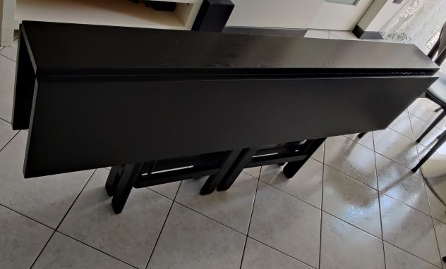 Tavolo allungabile in rovere massiccio nero - Foto 4