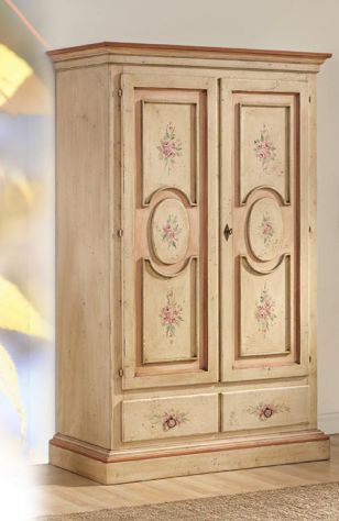 Armadio 2 porte 2 cassetti laccato decorato cod 7025