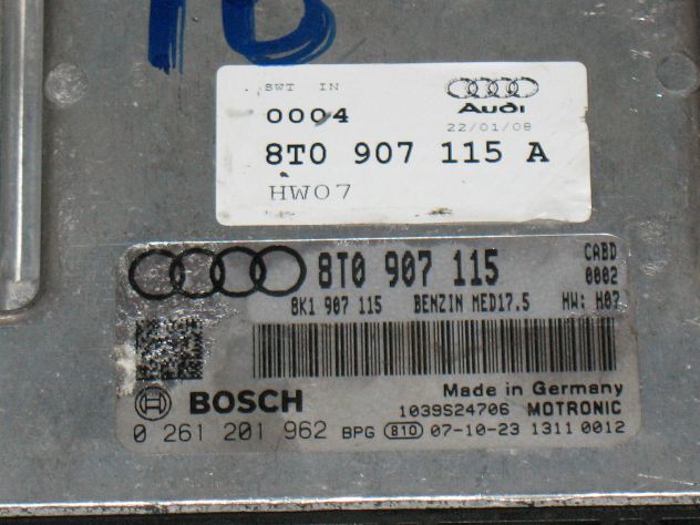 0261201962 ECU AUDI 1.8 TURBO MED17.5 HW07 0261201962 8T0907115 8T0 907 115 8 - Foto 2