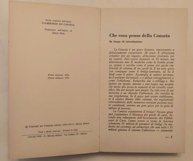La canasta.Guida completa x principianti e giocatori provetti Ely Culbertson Ed. - Foto 6