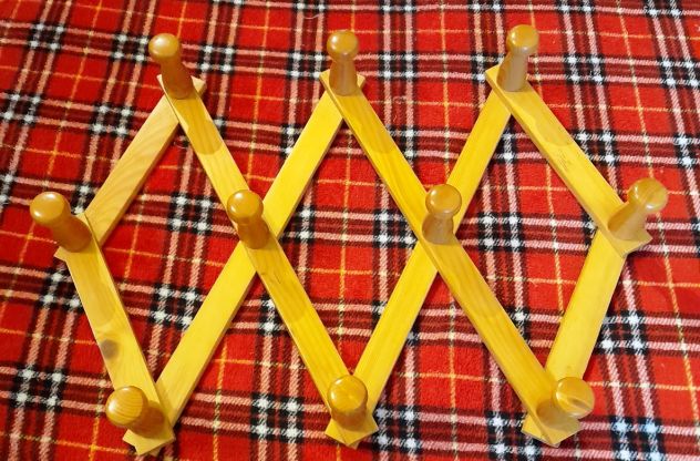 attaccapanni a fisarmonica in legno naturale h 45