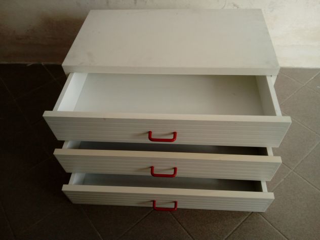 Cassettiera bianca laminata con 3 cassetti completa misure 60 x 35 x H 35 cm. - Foto 2