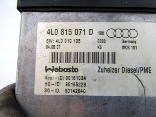4L0815071D MOTORINO RISCALDAMENTO AUTONOMO AUSILIARIO WEBASTO AUDI Q7 4L 3.0 D 4X4 171KW AUT 5P (2007) RICAMBIO USATO - Foto 3