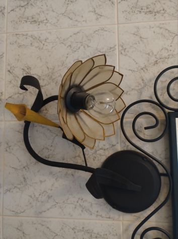 coppia di applique da parete in ferro battuto nero - Foto 3