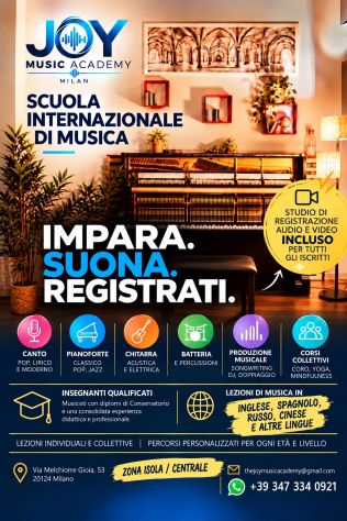 NASCE A MILANO JOY MUSIC ACADEMY! Accademia di musica e produzione musicale