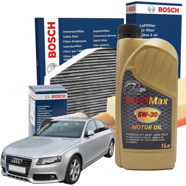 Kit Tagliando Bosch 5 litri Olio Motore Speed Max 5w30 per Audi A4