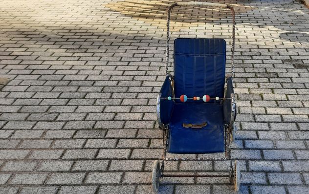 PASSEGGINO PEG BLU VINTAGE ANNI ‘60 / ‘70,SCHIENALE REGOLABILE, USATO - Foto 6