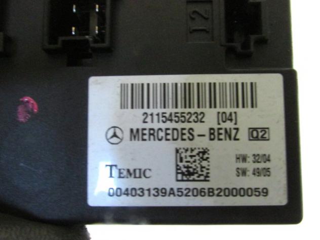 2115455232 CENTRALINA SAM FUSIBILIERA MERCEDES CLASSE E W211 3.0 165KW 5P D AUT (2007) RICAMBIO USATO - Foto 2