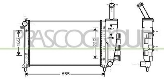 RADIATORE (Valeo,11/01-) FT133R007 Raffreddamento  Termico  Raffredamento  Radiatore acqua FIAT - PUNTO II - 1999  2003