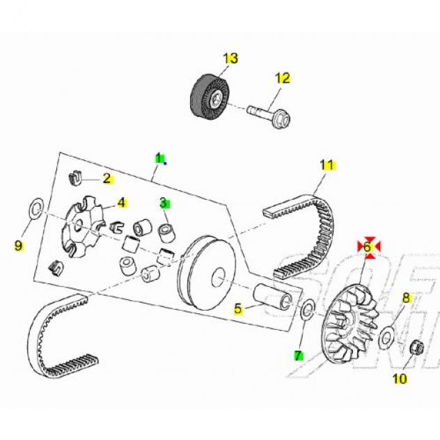 Semipuleggia motrice scooter Aprilia Gilera Piaggio 834774 - Foto 5