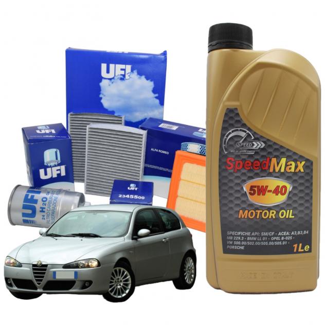 Kit Tagliando Ufi 5 Litri Olio Motore Speed Max 5w40 per Alfa Romeo 147