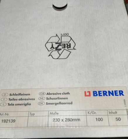 Tela smeriglio BERNER 50 fogli 230x280 - P100 cod. 192139