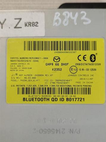 MODULO CONTROLLO BLUETOOTH MAZDA CX-5 Serie GHP966DH0F SHY1 diesel 2191 (1216) - Foto 2