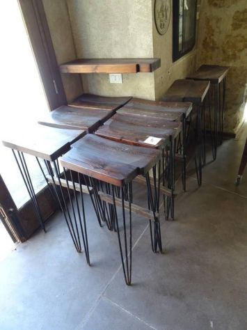 6 Sgabelli alti artigianali legno e ferro
