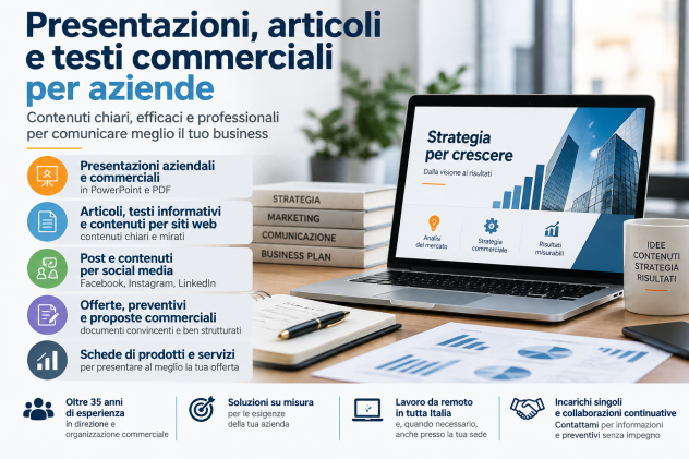Presentazioni, articoli e testi commerciali per aziende