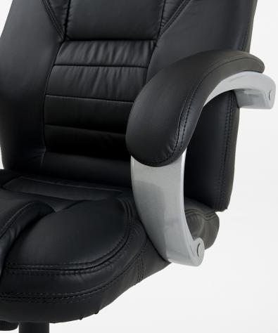 POLTRONA UFFICIO ERGONOMICA GIREVOLE IN ECOPELLE NERA - DIREZIONALE MODELLO FENIX - NUOVA - Foto 3