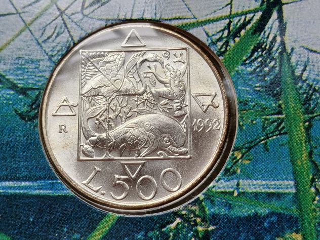 flora e fauna, L. 500 Ag. FDC, emissione 1992. - Foto 5