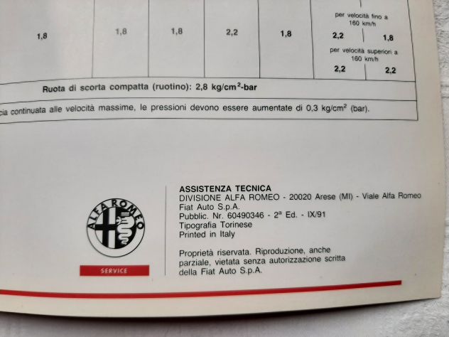 ALFA 33 SPORT WAGON USO E MANUTENZIONE  ORIGINALE - Foto 4
