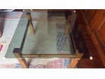 Tavolino quadrato vetro fumé e legno 78x78x43 cm