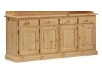 Mobili Rustici in Legno:Credenza 4 Ante cod 300/Nat non Usata