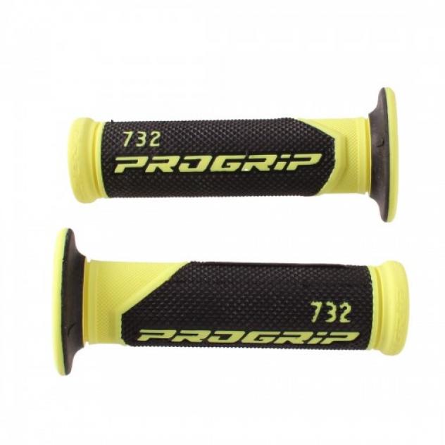 Manopole foro passante per moto nero gialle Progrip 732