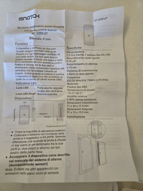 Radiocomando e 2 blocca allarme a contatto ISNGTCH per mio allarme MyDefense - Foto 6