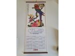Calendario artistico, vintage del 1999, realizzato in bambù.